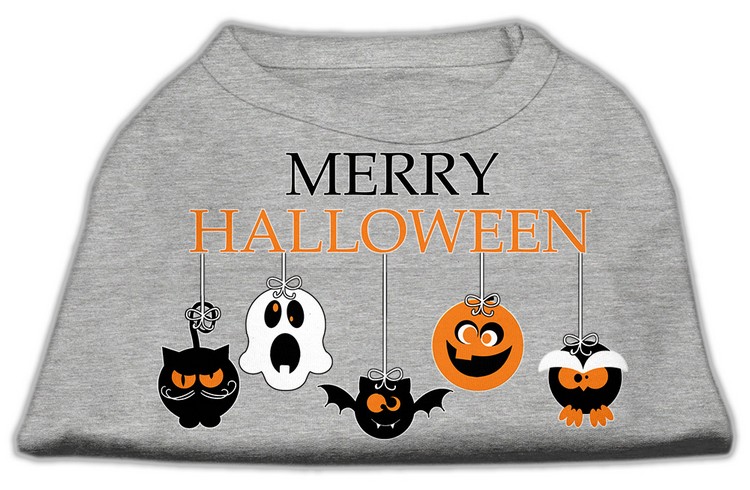 Merry Halloween Screen Print Dog Shirt Grey XS